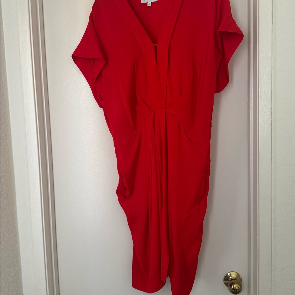 Gibson Latimer Red V-Neck Dolman Sleeve Mini dress